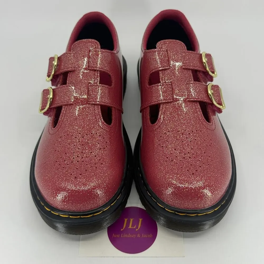 Dr. Martens Women's 8065 Fuchsia Glitter Patent Mary Jane Shoes 8065Y Size 6